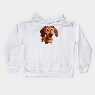 Daschund puppy with face cartoon Kids Hoodie